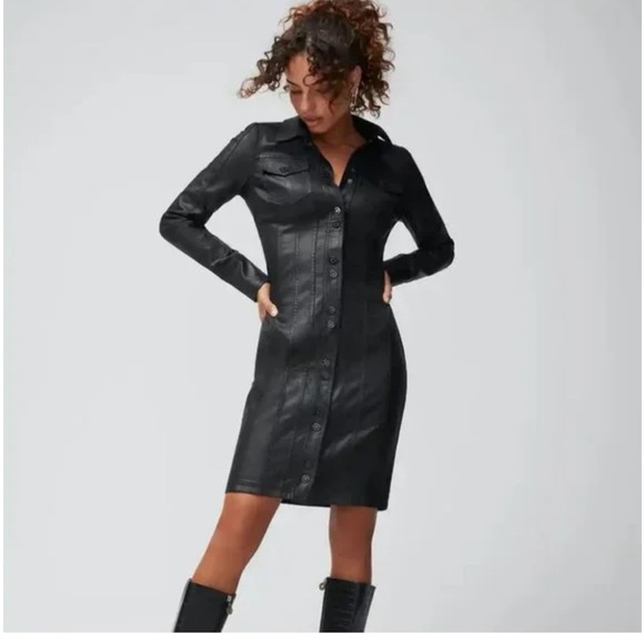 White House Black Market Dresses & Skirts - WHBM CONVERTIBLE Dress Jacket Coat Shacket Long Sleeve Coated Denim